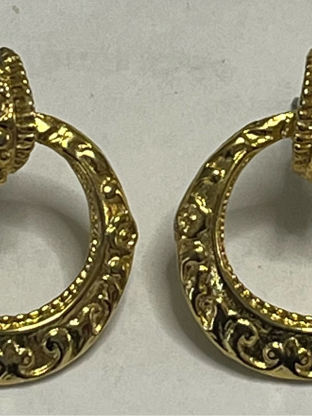 Vintage AJC Gold Tone Door Knocker Earrings.